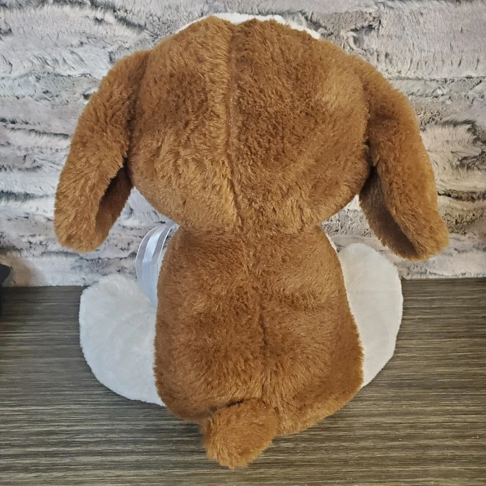 Kellytoy White Brown Dog Plush Sitting Stuffed Animal 11